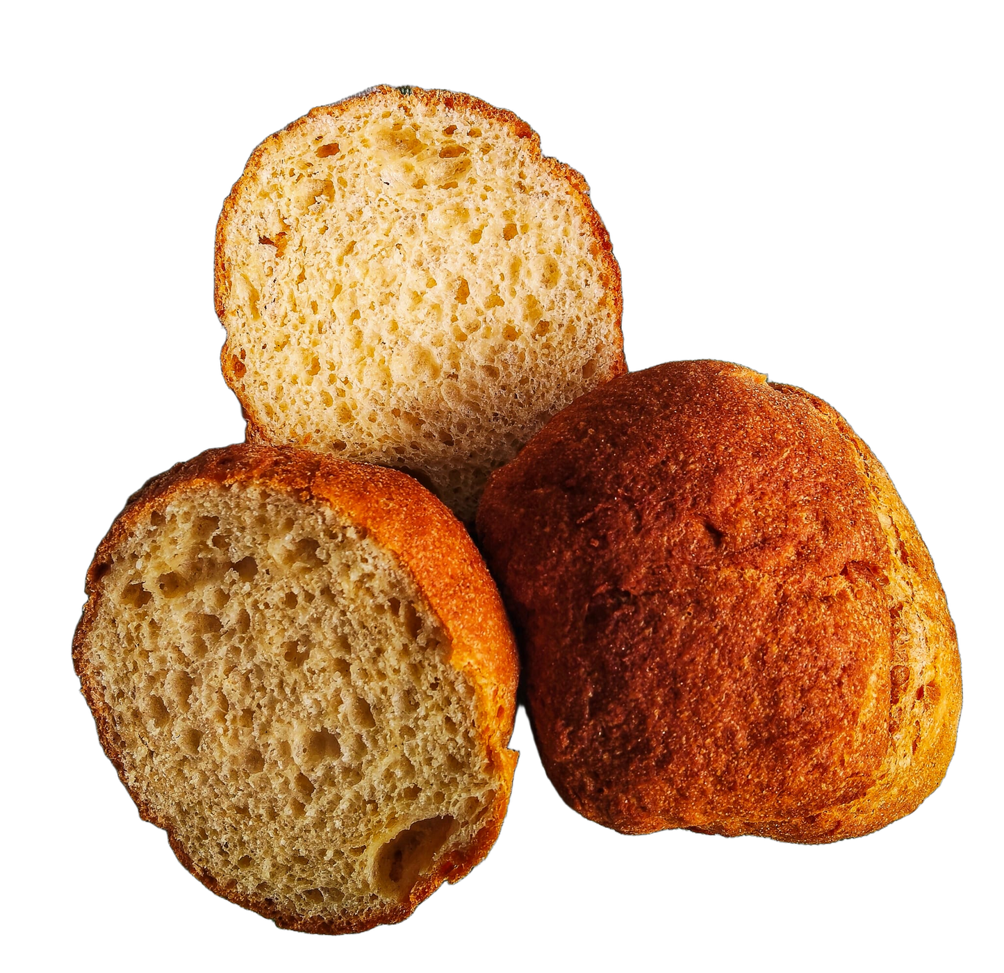 Dos panes de hamburguesa tipo brioche dorados y redondos de Germina Natura