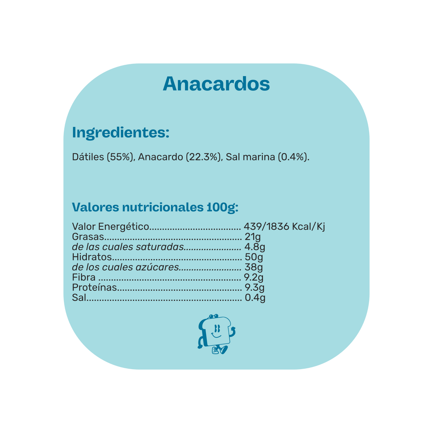 Información nutricional barrita anacardos natruly