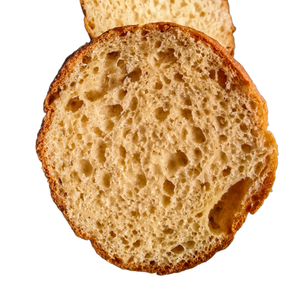 Dos panes de hamburguesa tipo brioche dorados y redondos de Germina Natura