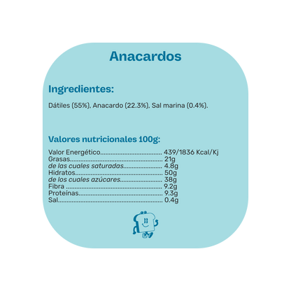 Información nutricional barrita anacardos natruly