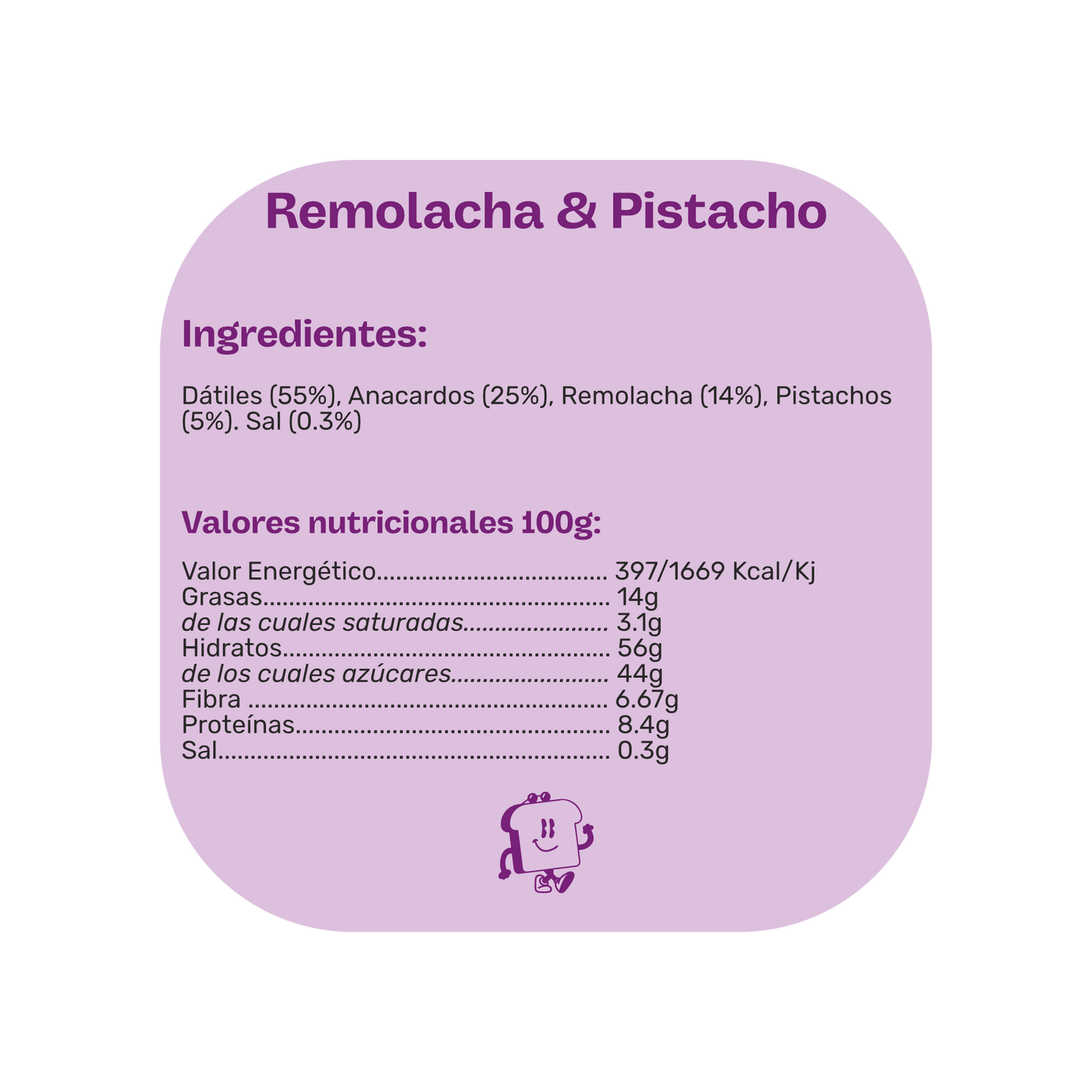 Información nutricional barrita remolacha natruly